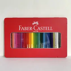 مداد رنگی 36 رنگ فابر کاستل جعبه فلزی تخت (FABER CASTELL) - bookisland