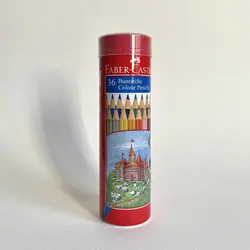 مداد رنگی 36 رنگ فابر کاستل جعبه فلزی استوانه (FABER CASTELL) - bookisland