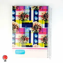 دفتر مشق 160 برگ سیمی طرح گل شطرنجی جلد طلقی آونگ