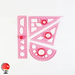 ست گونیا نقاله خط کش فرمینو رنگ صورتی