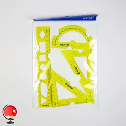 ست گونیا خط کش ژله ای 4 تیکه آریا زرد