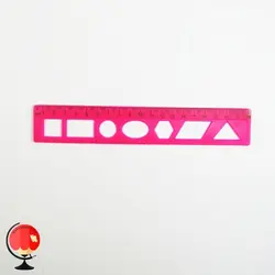 خط کش ژله ای 20 سانتی متری شابلون دار صورتی