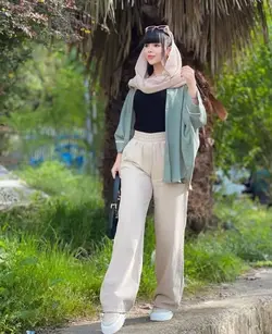 شلوار بگ لینن نچرال
