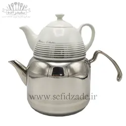 کتری و قوری لوله دار دستی لوکس دسته استیل 3 لیتری