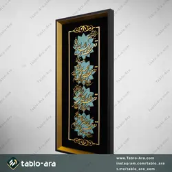 خرید تابلو معرق مولتی 65*30 سانت طرح 4 قل با قاب 208 - تابلو آرا