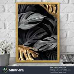 خرید تابلو دکوراتیو 325.3 برگ مونسترای مشکی طلایی - تابلو آرا