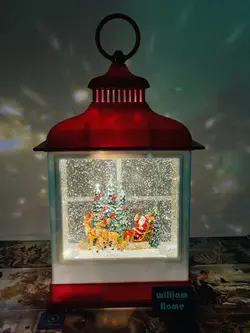 فانوس موزیکال بابانوئل و‌سورتمه گوزن ها، قرمز