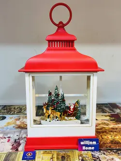 فانوس موزیکال بابانوئل و‌سورتمه گوزن ها، قرمز