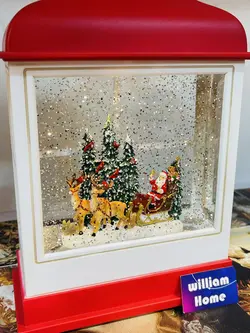 فانوس موزیکال بابانوئل و‌سورتمه گوزن ها، قرمز