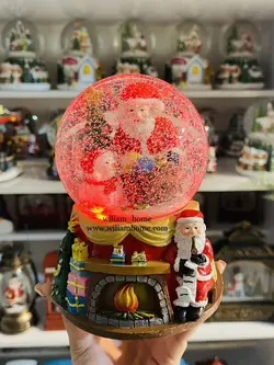 گوی موزیکال بابانوئل و آدم برفی کریسمس، مدل شومینه