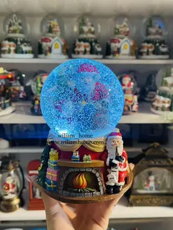 گوی موزیکال بابانوئل و آدم برفی کریسمس، مدل شومینه