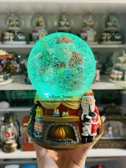 گوی موزیکال بابانوئل و آدم برفی کریسمس، مدل شومینه