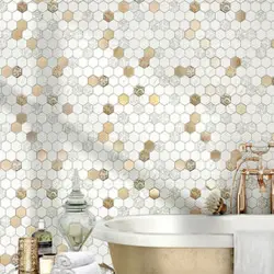 کاشی لوکس مدل رایان شش ضلعی سرامیک چیتا البرز سفید طلایی - فروشگاه رها