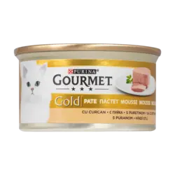 کنسرو غذای گربه گورمت گلد پته با گوشت بوقلمون وزن 85 گرم Gourmet Gold Pate With Turkey