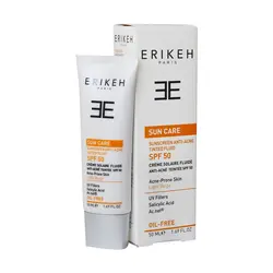 کرم ضد آفتاب پوست چرب بی رنگ SPF50 اریکه | ضد جوش | حجم 50 میل لیتر