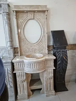 روشویی دوپایه کلاسیک کرم توکار