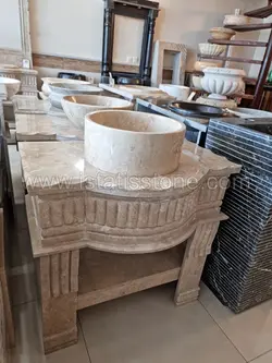 روشویی دوپایه کلاسیک کرم روکار