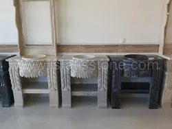 روشویی دوپایه کلاسیک گل و برگ طوسی کاسه روکار