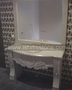 روشویی دوپایه کلاسیک گل و برگ کرم کاسه روکار