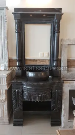 روشویی دوپایه کلاسیک گل و برگ مشکی