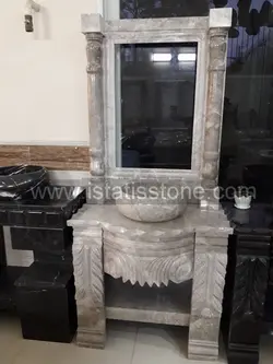 روشویی دوپایه کلاسیک گل و برگ مشکی