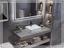 روشویی سرامیکی طوسی و کاسه چینی مدرن سفید  40*80