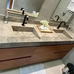 روشویی سرامیکی مدرن طوسی دو کاسه 120*50