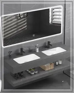 روشویی سرامیکی مدرن طوسی ذغالی دو کاسه 120*50