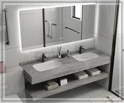 روشویی سرامیکی مدرن طوسی ذغالی دو کاسه 120*50