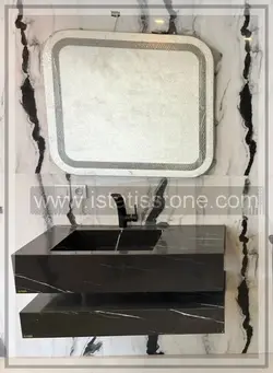 روشویی سرامیکی مدرن مشکی بدنه بزرگ 45*100