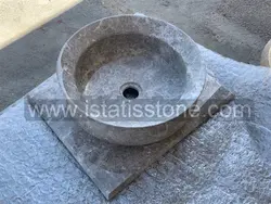 روشویی سنگی صفحه و کاسه 40*60 طوسی رنگ کاسه روکار