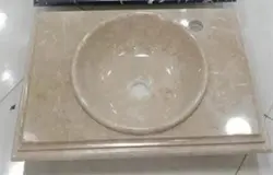 روشویی سنگی صفحه و کاسه 40*60 کرم رنگ کاسه توکار