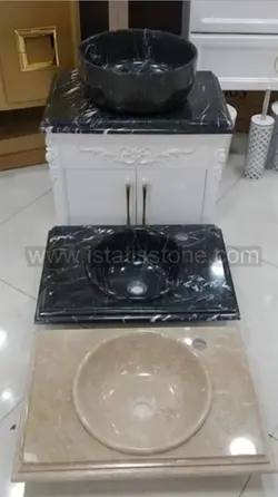 روشویی سنگی صفحه و کاسه 40*60 کرم رنگ کاسه توکار