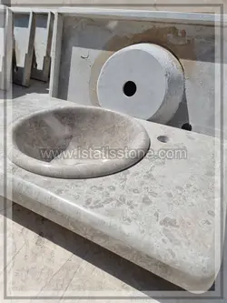 روشویی سنگی صفحه و کاسه 40*70 طوسی رنگ کاسه توکار