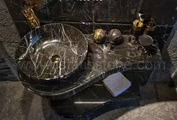 روشویی سنگی مدرن طرح گیتاری مشکی چپ