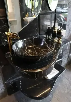 روشویی سنگی مدرن طرح گیتاری مشکی چپ