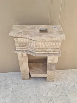 روشویی سنگی مدل گیتاری کرم رنگ کاسه روکار سمت راست