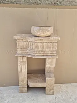 روشویی سنگی مدل گیتاری کرم رنگ کاسه روکار سمت راست