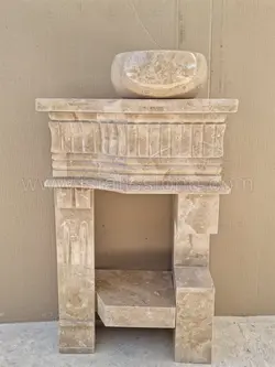 روشویی سنگی مدل گیتاری کرم رنگ کاسه روکار سمت راست