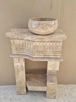 روشویی سنگی مدل گیتاری کرم رنگ کاسه روکار سمت راست