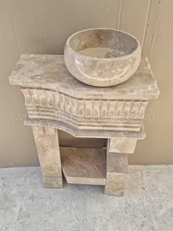 روشویی سنگی مدل گیتاری کرم رنگ کاسه روکار سمت راست