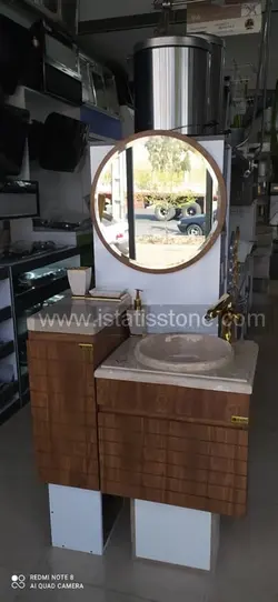 روشویی صفحه وکاسه وکابین سنگی کرم توکار فولست1