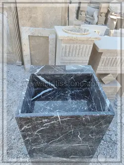 روشویی مدرن بدنه کامل سنگی ایستاده مشکی 40*40