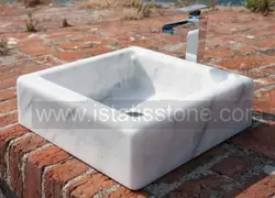 کاسه روشویی  سنگ چینی سفید مربع