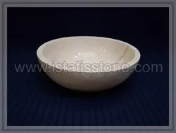 کاسه روشویی سنگ تراورتن کرم. طرح جامی