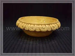 کاسه روشویی سنگ تراورتن کرم. طرح کلاسیک