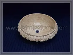 کاسه روشویی سنگ تراورتن کرم. طرح کلاسیک