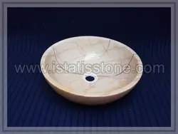 کاسه روشویی سنگ چینی کرم . طرح جامی