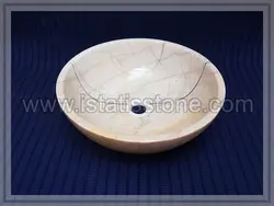کاسه روشویی سنگ چینی کرم . طرح جامی