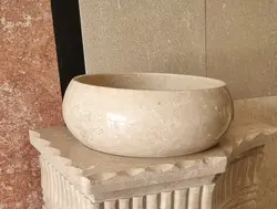 کاسه روشویی سنگ مرمریت کرم طرح تیوپی